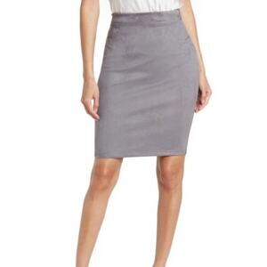 Susana Monaco Slim Faux Suede Midi Skirt In Silver NWT Size XS